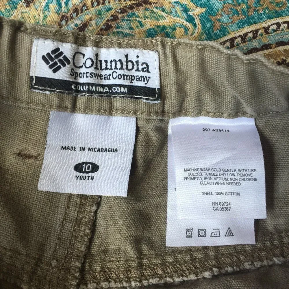 Columbia Youth Hiking Pants Size 10 Tan Adjustable Waist Cargo Outdoor